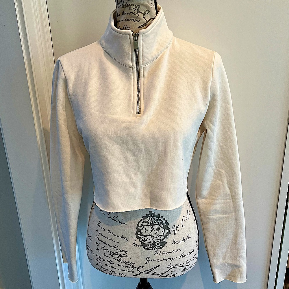 XLE the Label Mattie Crop Sweatshirt 1/2 Zip High Neck Pullover Sweatshirt - Picture 7 of 16